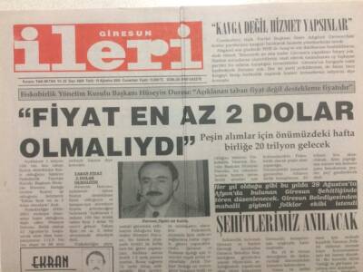 Giresun İleri Gazetesi 19 Ağustos 2000 - Fiyat En Az 2 Dolar Olmalıydı GZ38276 - 1