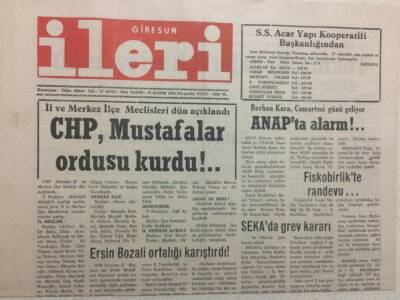 Giresun İleri Gazetesi 19 Kasım 1992 - CHP Mustafalar Ordusu Kurdu GZ32463 - 1