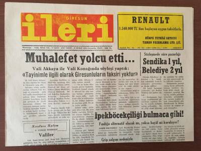 Giresun İleri Gazetesi 19 Şubat 1992 - Vali Akkayayı Muhalefet Yolcu Etti GZ10217 - 1