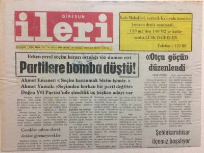 Giresun İleri Gazetesi 19 Temmuz 1988 - Partilere Bomba Düştü GZ32615 - 1