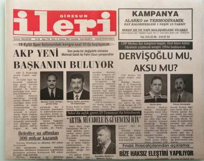 Giresun İleri Gazetesi 19 Temmuz 2003 AKP Yeni Başkanını Buluyor -GZ44456 - 2
