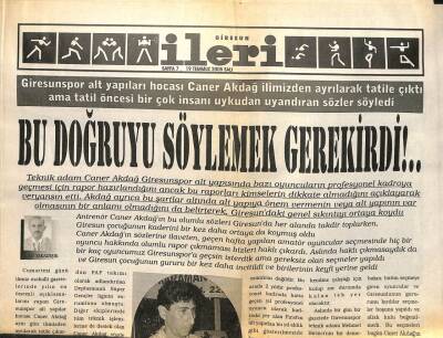 Giresun İleri Gazetesi 19 Temmuz 2005 - Bu Doğruyu Söylemek Gerekirdi GZ101695 - 2