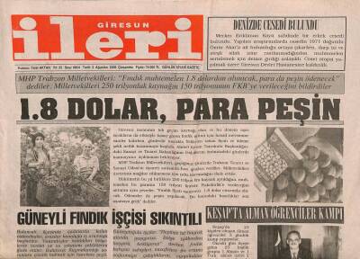Giresun İleri Gazetesi 2 Ağustos 2000 - Keşapta Alman Öğrenciler Kampı GZ79012 - 1