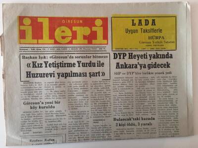 Giresun İleri Gazetesi 2 Aralık 1991 - Kız Yetiştirme Yurdu İle Huzurevi Yapılması Şart GZ31201 - 1