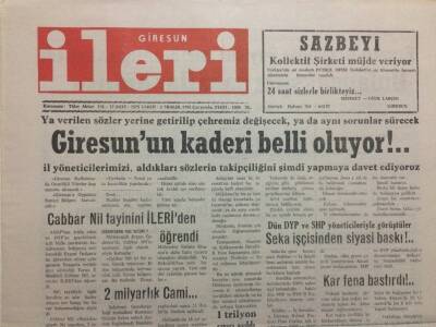 Giresun İleri Gazetesi 2 Aralık 1992 - Giresunun Kaderi Belli Oluyor GZ32503 - 1