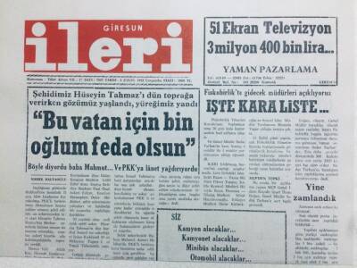 Giresun İleri Gazetesi 2 Eylül 1992 - Fiskobirlikte Gidecek Müdürleri Açıklıyoruz GZ41465 - 1