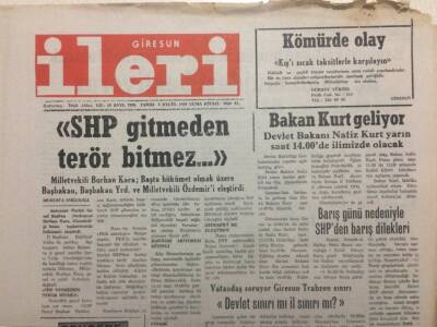 Giresun İleri Gazetesi 2 Eylül 1994 - SHP Gitmeden Terör Bitmez GZ38307 - 1