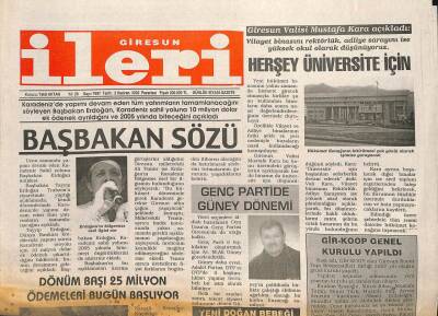 Giresun İleri Gazetesi 2 Haziran 2003 - Başbakan Sözü GZ101686 - 2