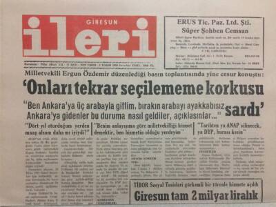 Giresun İleri Gazetesi 2 Kasım 1992 - Tekrar Seçelememe Korkusu Sardı GZ32470 - 1