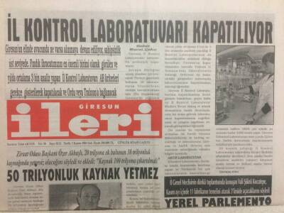 Giresun İleri Gazetesi 2 Kasım 2004 - İl Kontrol Laboratuvarı Kapatılıyor GZ32365 - 1
