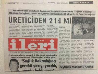 Giresun İleri Gazetesi 20 Ekim 2005 - Üreticiden 214 Milyar GZ32301 - 1