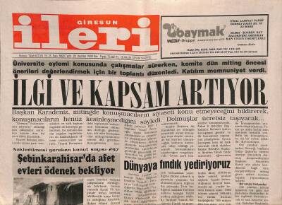 Giresun İleri Gazetesi 20 Haziran 2000 - Şebinkarahisarda Afet Evleri Ödenek Bekliyor GZ79017 - 1