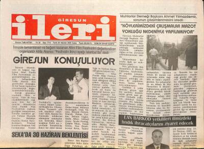 Giresun İleri Gazetesi 20 Haziran 2003 - Sekada 30 Haziran Beklentisi GZ101692 - 1