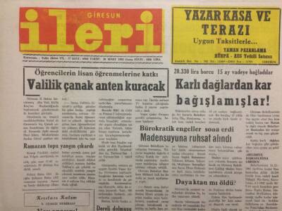 Giresun İleri Gazetesi 20 Mart 1992 - Valilik Çanak Anten Kuracak GZ34514 - 1