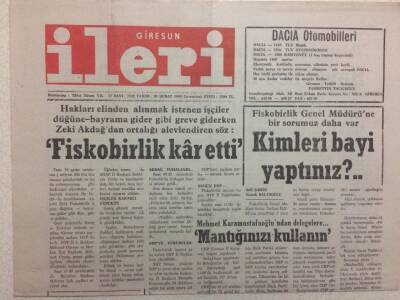 Giresun İleri Gazetesi 20 Şubat 1993 - Fiskobirlik Kar Etti GZ32428 - 1