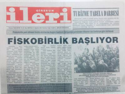 Giresun İleri Gazetesi 21 Ağustos 2000 - Fiskobirlik Başlıyor GZ40816 - 1