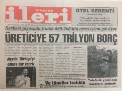 Giresun İleri Gazetesi 21 Eylül 1999 - Üreticiye 57 Trilyon Borç GZ32297 - 1