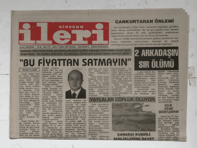 Giresun İleri Gazetesi 21 Haziran 2003 - 2 Arkadaşın Sır Ölümü GZ5908 - 2