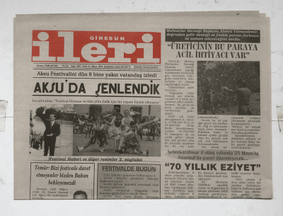 Giresun İleri Gazetesi 21 Mayıs 2003 - Aksu da Şenlendik GZ5728 - 2