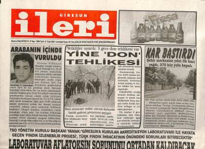 Giresun İleri Gazetesi 21 Ocak 2006 - Kuş Gribine Önlem, Tireboluya Deniz Baskını GZ108694 - 1
