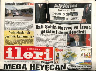 Giresun İleri Gazetesi 21 Temmuz 2011 - Vali Şahin Norveç Ve İsveç Gezisini Değerlendirdi GZ108701 - 1