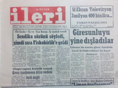 Giresun İleri Gazetesi 22 Ağustos 1992 - Giresunluyu Yine Dışladılar GZ40822 - 1
