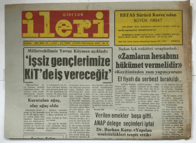 Giresun İleri Gazetesi 22 Eylül 1990 - Tez Koop. İş İle FKB Anlaşamadı GZ3995 - 1