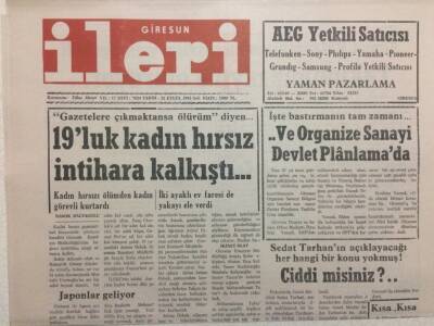 Giresun İleri Gazetesi 22 Eylül 1992 - 19luk Kadın Hırsız İntihara Kalkıştı GZ32489 - 1
