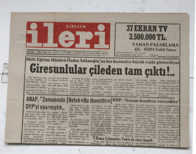 Giresun İleri Gazetesi 22 Nisan 1993 - Giresunlular Çileden Tam Çıktı ! GZ7436 - 1