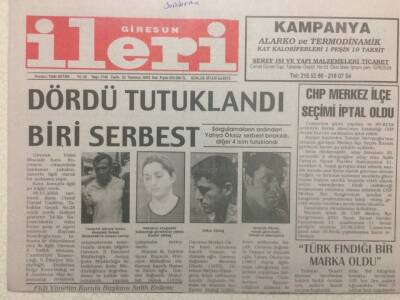 Giresun İleri Gazetesi 22 Temmuz 2003 - Dördü Tutuklandı Biri Serbest GZ38331 - 1