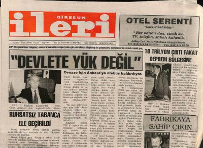 Giresun İleri Gazetesi 23 Ekim 1999 - Giresun Gazeteciler Derneğinden Kınama GZ84773 - 1
