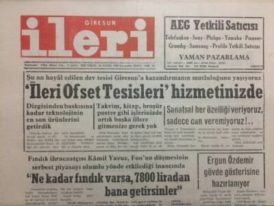 Giresun İleri Gazetesi 23 Eylül 1992 - Turizmciler Kongreye Gidiyor GZ32488 - 1