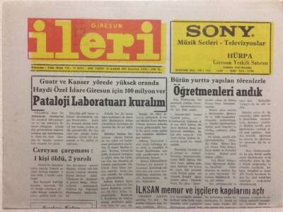 Giresun İleri Gazetesi 23 Kasım 1991 - Pataloji Labaratuarı Kuralım GZ32547 - 1