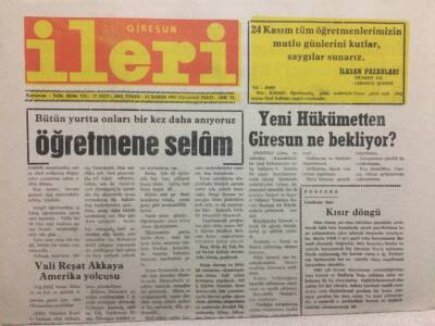 Giresun İleri Gazetesi 23 Kasım 1991 - Yeni Hükümetten Giresun Ne Bekliyor GZ32548 - 1