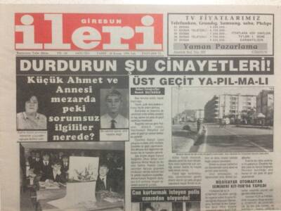 Giresun İleri Gazetesi 23 Kasım 1993 - Durdurun Şu Cinayetleri GZ32440 - 1