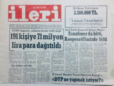 Giresun İleri Gazetesi 23 Mayıs 1992 - 191 Kişiye 71 Milyon Para Dağıtıldı GZ41678 - 1