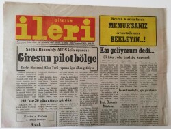Giresun İleri Gazetesi - 23 Ocak 1992 - Sağlık Bakanlığı AIDS İçin Uyardı Giresun Pilot Bölge - GZ43870 - 1