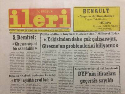 Giresun İleri Gazetesi 24 Ekim 1991 - Süleyman Demirel Giresun Seçimi Bir Skandaldır Dedi GZ32589 - 1