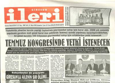 Giresun İleri Gazetesi 24 Mayıs 2006 - Sanayiye Hemzemin Geçit GZ108692 - 1