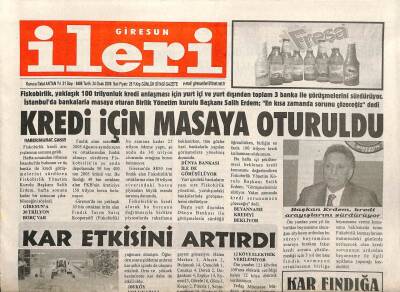 Giresun İleri Gazetesi 24 Ocak 2006 - Fiskobirlik Kredi İçin Masaya Oturdu GZ108696 - 1