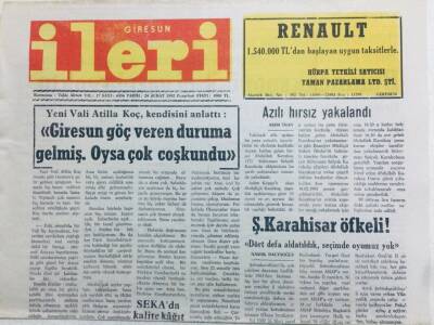 Giresun İleri Gazetesi 24 Şubat 1992 - Şebinkarahisar Öfkeli GZ41443 - 1