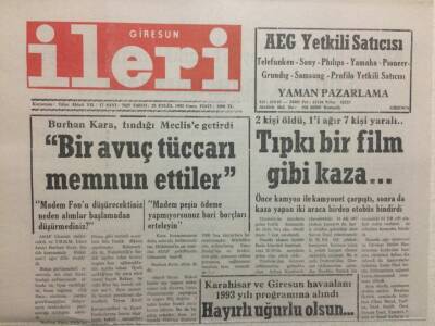 Giresun İleri Gazetesi 25 Eylül 1992 - Bir Avuç Tüccarı Memnun Ettiler GZ32486 - 1