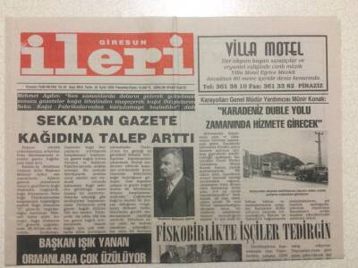 Giresun İleri Gazetesi 25 Eylül 2000 - Sekada Gazete Kağıdına Talep Arttı GZ38280 - 1