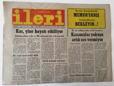 Giresun İleri Gazetesi - 25 Ocak 1992 - Kazancılar Yokuşu Artık Ses Vermiyor - GZ43875 - 1