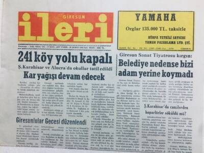 Giresun İleri Gazetesi 25 Şubat 1992 - 24 Köy Yolu Kapalı GZ41444 - 1