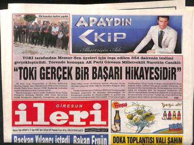 Giresun İleri Gazetesi 26 Eylül 2011 - Şahin Yılancı İstedi GZ108301 - 1