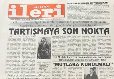 Giresun İleri Gazetesi 26 Mart 2003 -Vali Mustafa Kara Giresun Mutlaka Yeni Üniversiteler Kurulacak İller Arasında Yer Almalıdır GZ30895 - 1