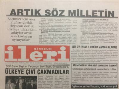 Giresun İleri Gazetesi 26 Mart 2004 - Artık Söz Milletin GZ32380 - 1