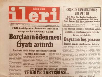Giresun İleri Gazetesi 26 Nisan 1996 - Borçların Ödenmesi Fiyatları Arttırdı GZ38682 - 1