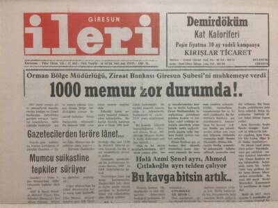 Giresun İleri Gazetesi 26 Ocak 1993 - 1000 Memur Zor Durumda GZ34731 - 1
